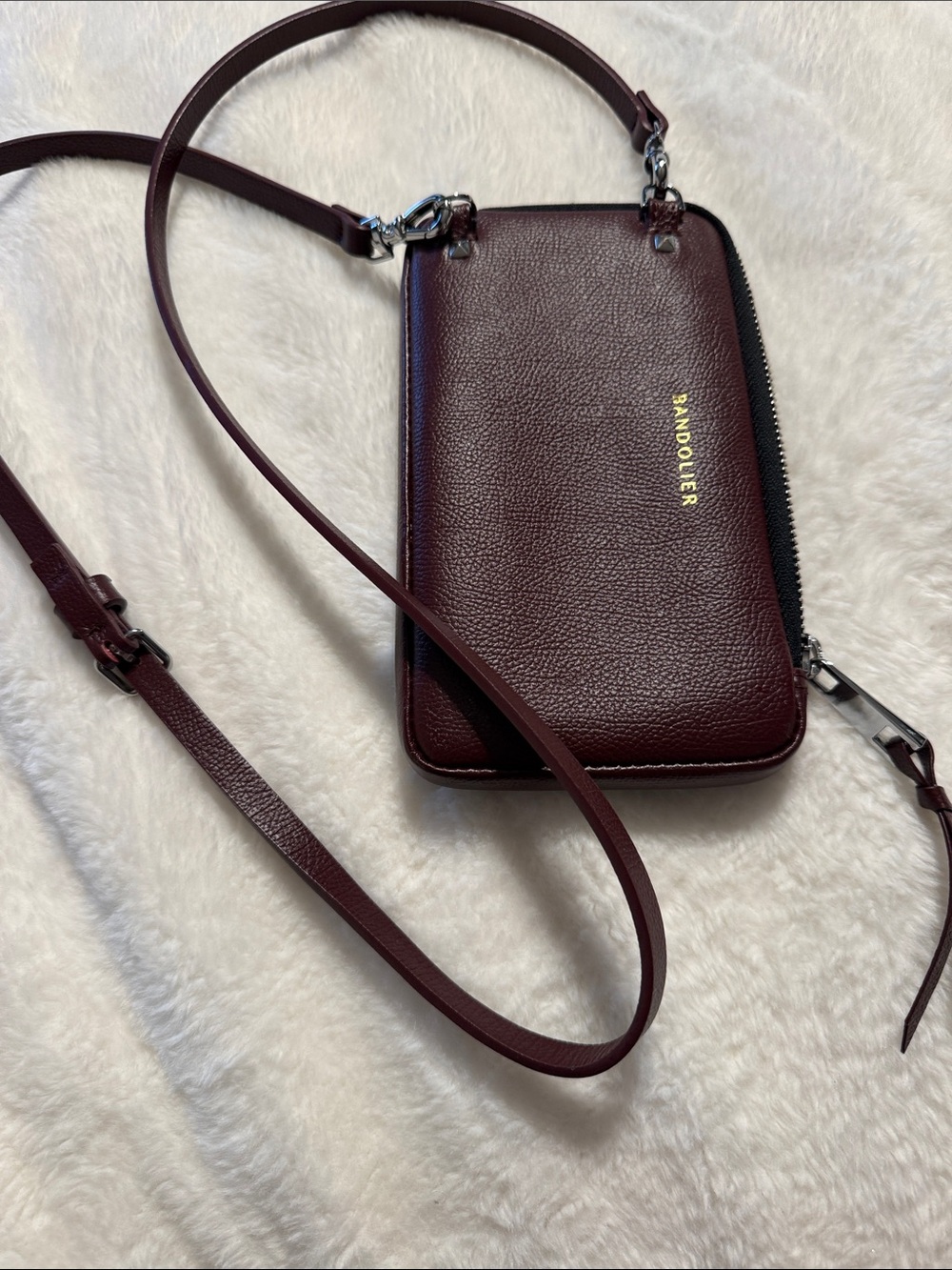 Bandolier Crossbody Phone Bag in Deep Burgundy
